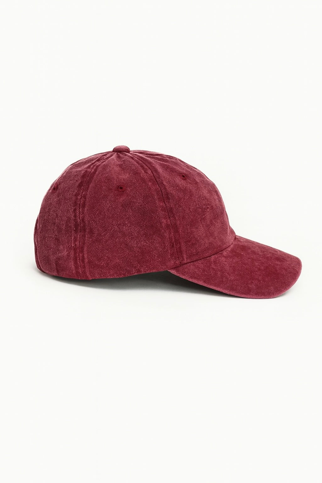 Acid-Washed Baseball Cap – Burgundy