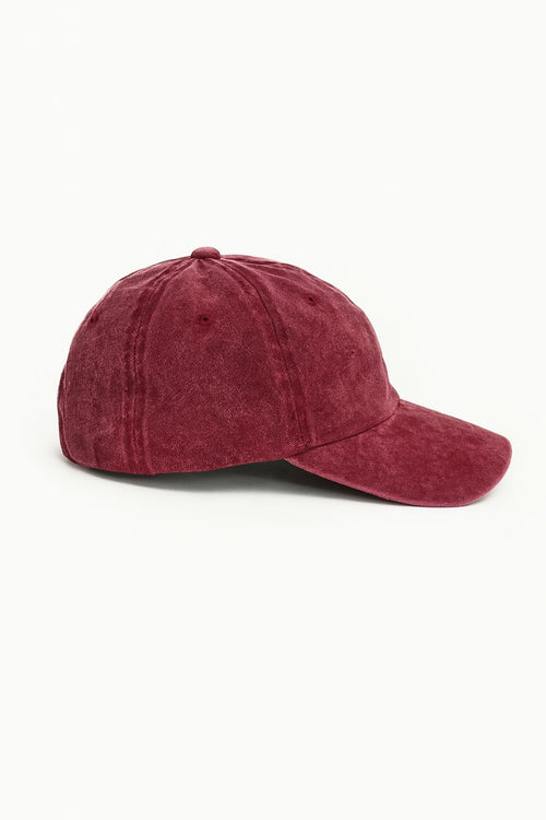 Acid-Washed Baseball Cap – Burgundy
