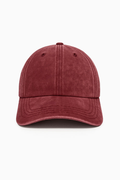 Acid-Washed Baseball Cap – Burgundy