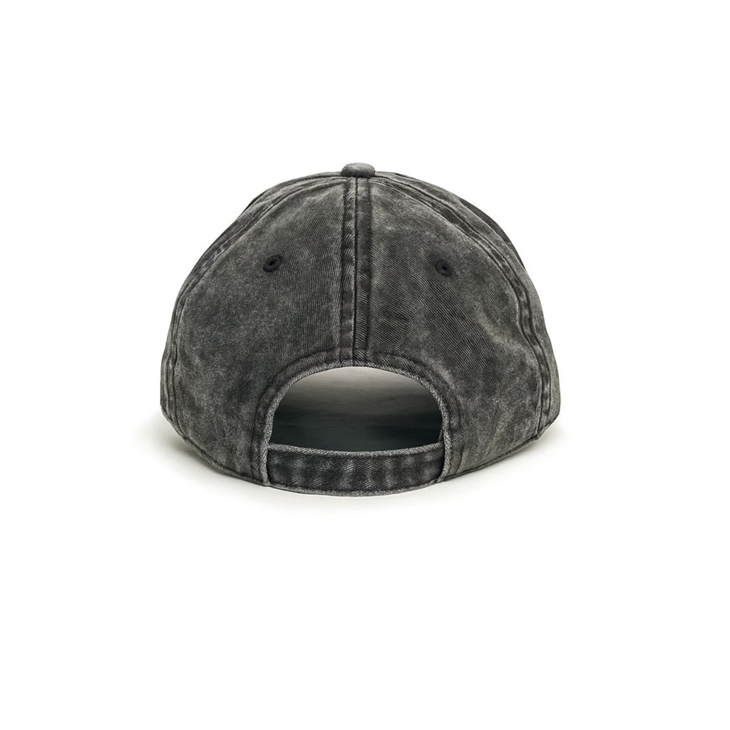 Acid-Washed Baseball Cap – Black