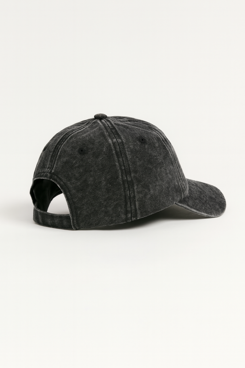 Acid-Washed Baseball Cap – Black