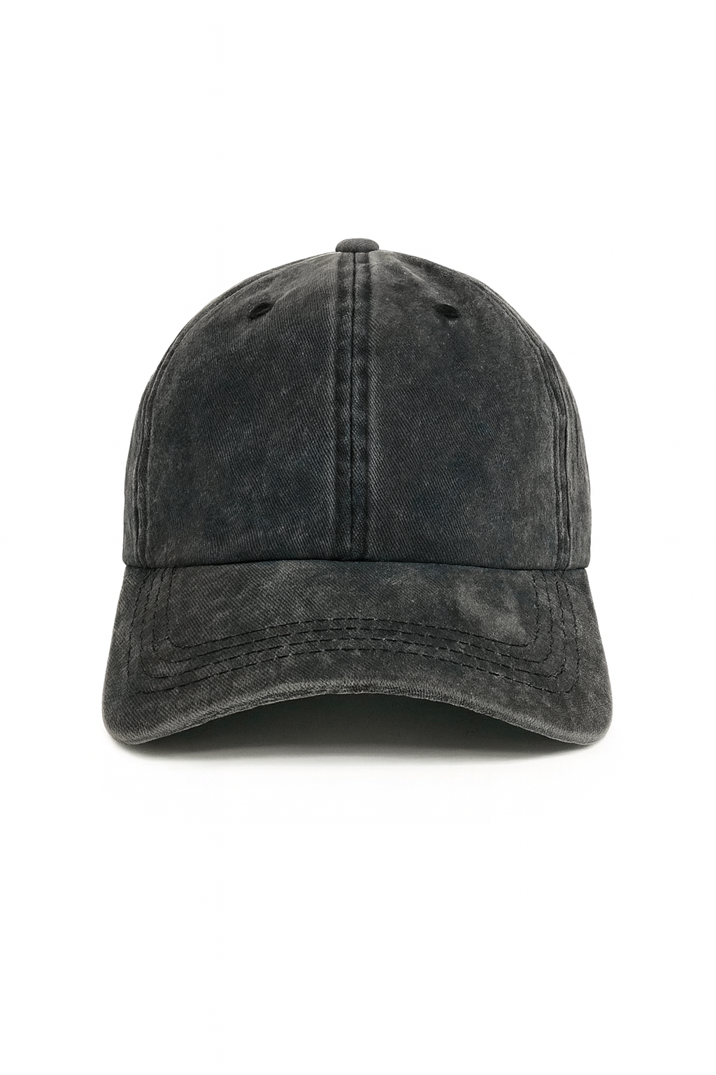 Acid-Washed Baseball Cap – Black