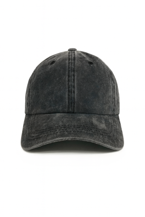 Acid-Washed Baseball Cap – Black