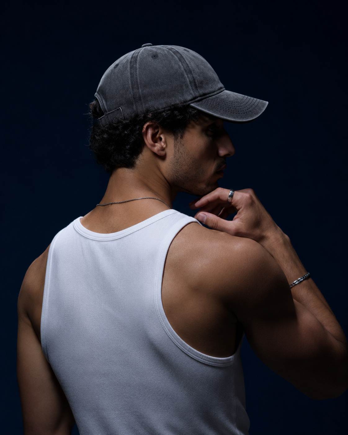 Acid-Washed Baseball Cap – Black