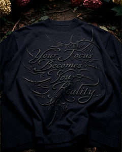 Focus ( PUFF PRINT ) Black Boxy Tee