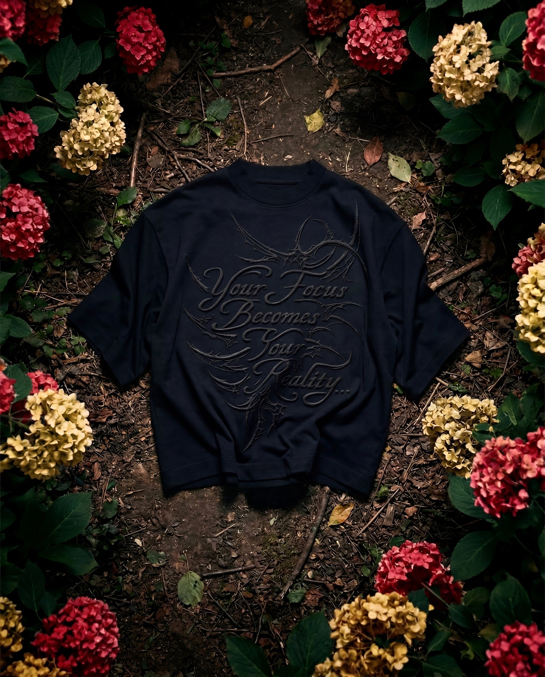 Focus ( PUFF PRINT ) Black Boxy Tee