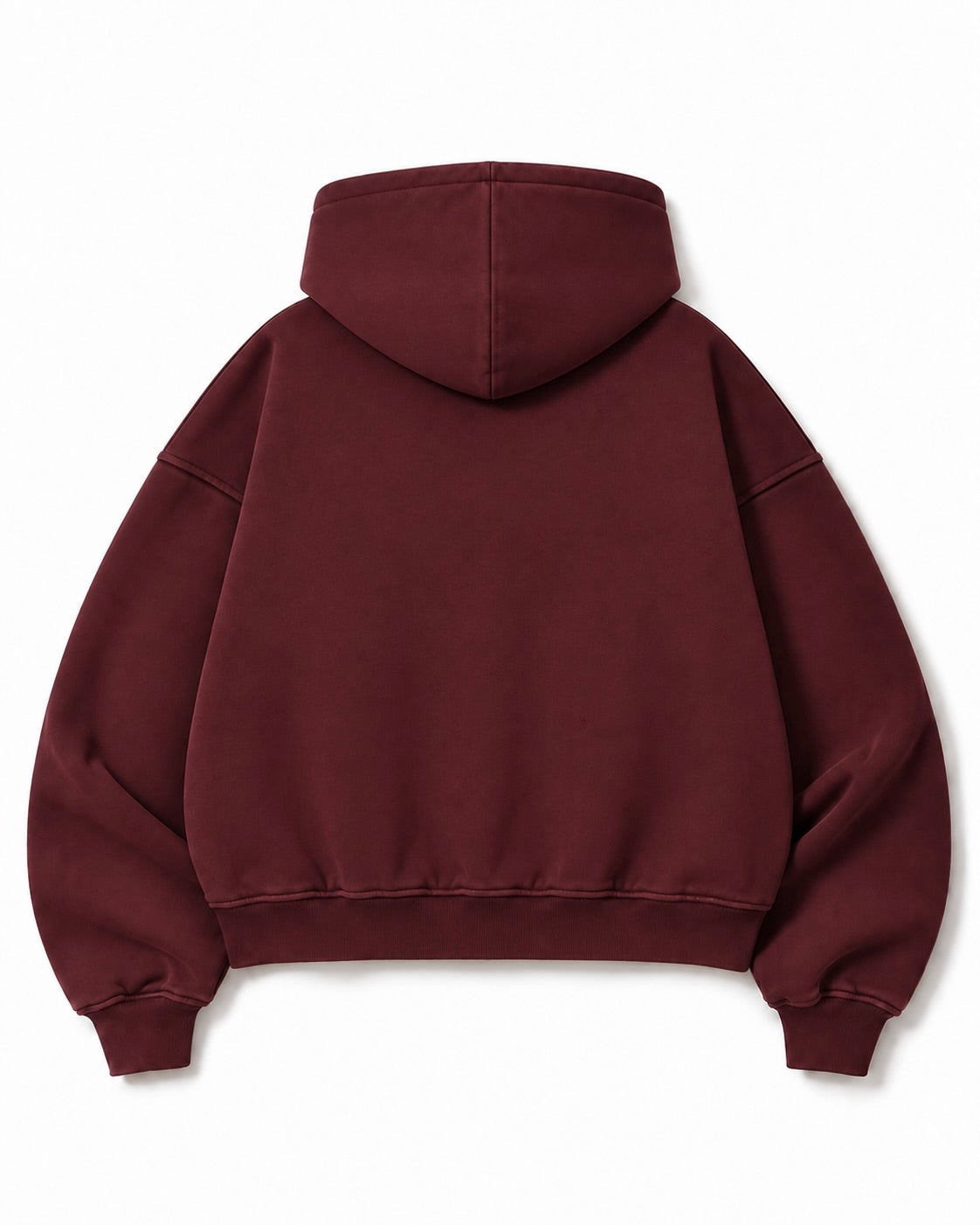 Burgundy Arc-Pocket Zip Hoodie