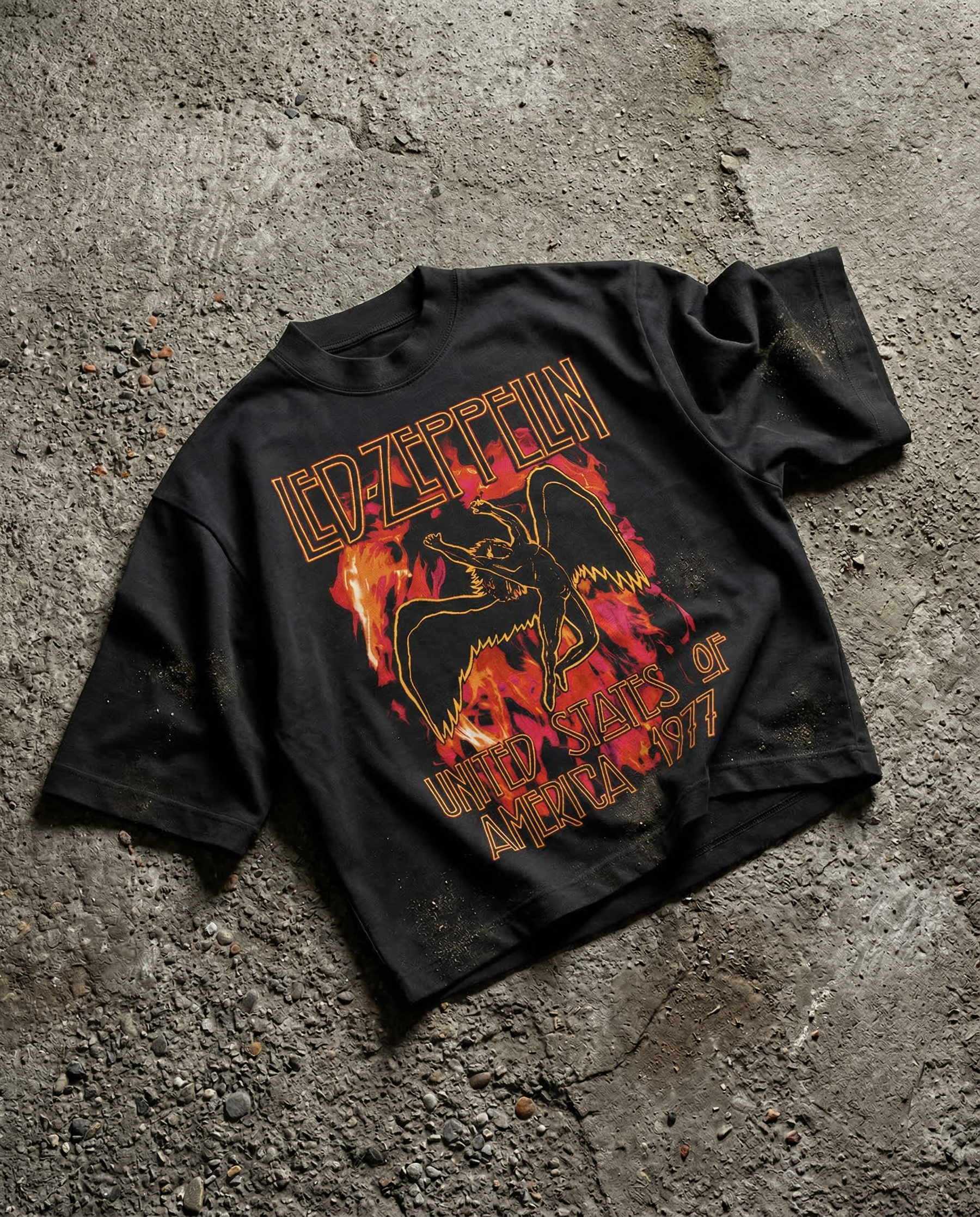 Fire Zeppelin Black Boxy Tee