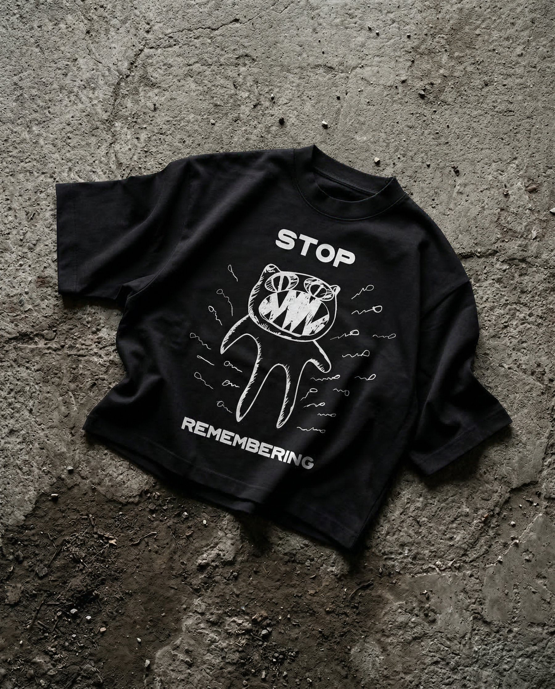Stop Remembering Black Boxy Tee