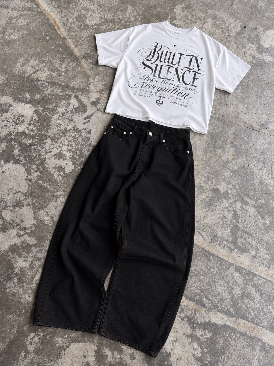 Built In Silence Black Balloon Set angled flat lay